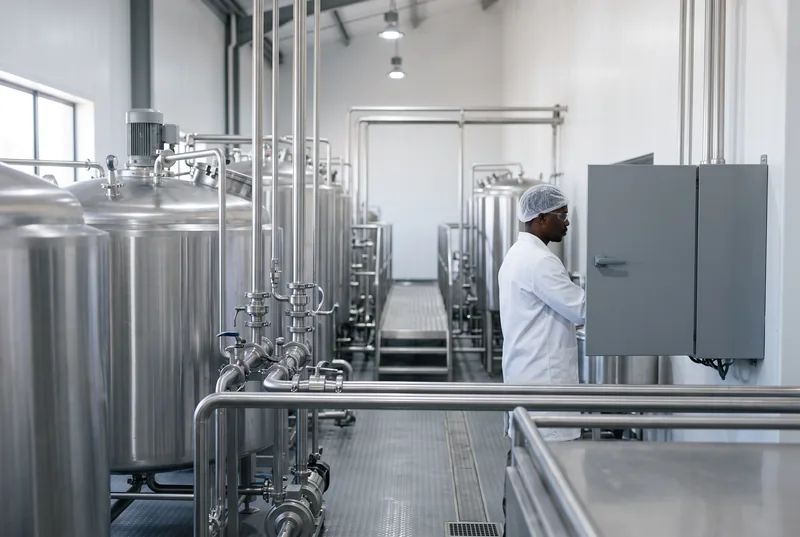 Stainless-steel food processing area