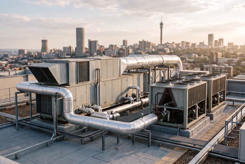 Rooftop HVAC plant on a commercial building