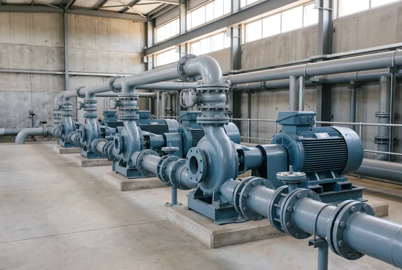 Pump station with centrifugal pumps and motors